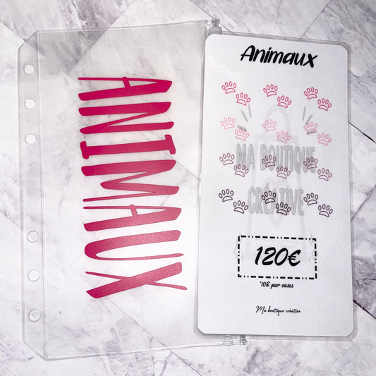 Kit Animaux 120€ enveloppe zip A6 + tracker